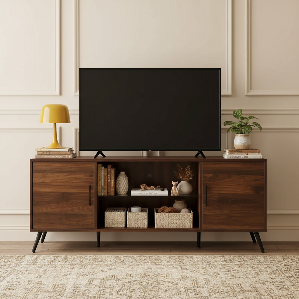 Meuble TV 2 portes style Mid-Century Modern