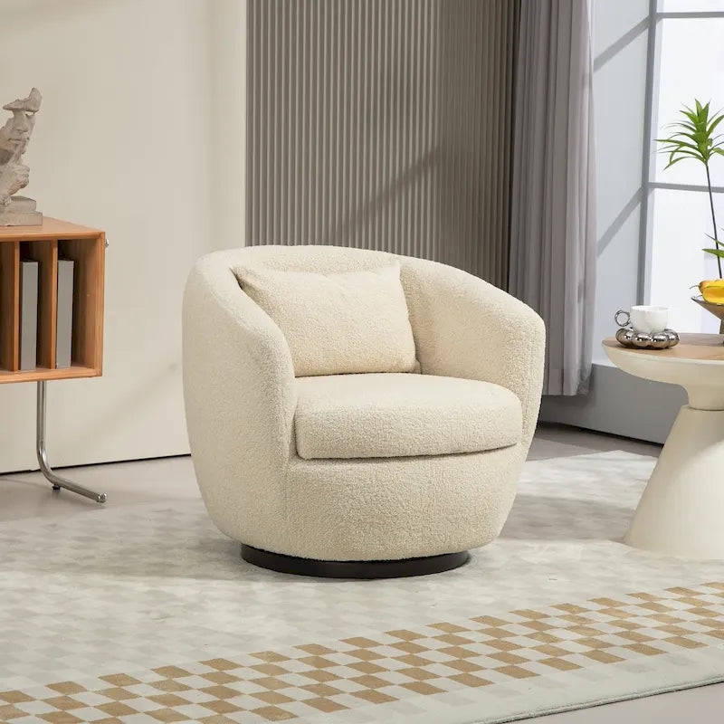 Fauteuil crapaud pivotant rembourré beige