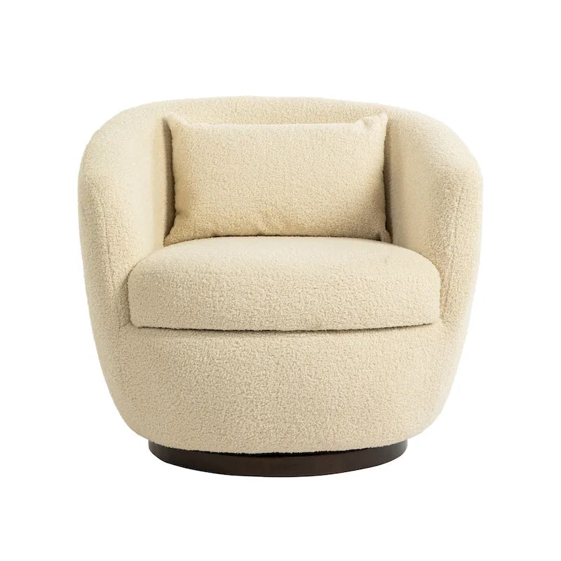 Fauteuil crapaud pivotant rembourré beige