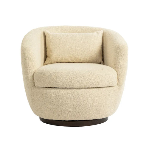 Fauteuil crapaud pivotant rembourré beige