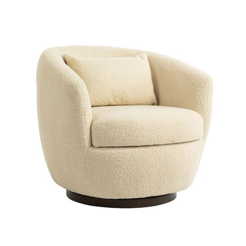 Fauteuil crapaud pivotant rembourré beige