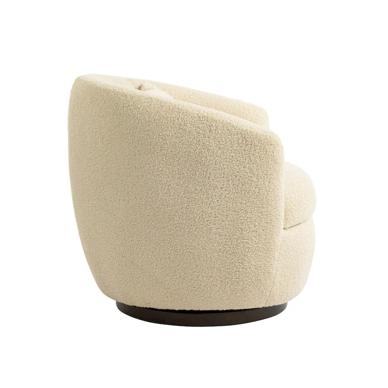 Fauteuil crapaud pivotant rembourré beige