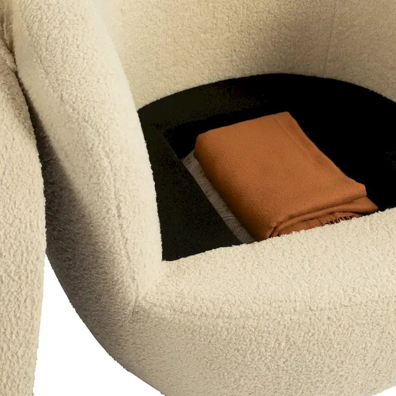 Fauteuil crapaud pivotant rembourré beige