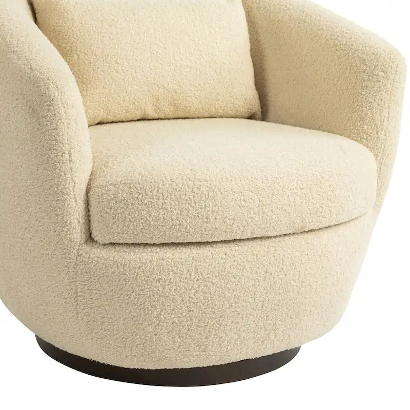 Fauteuil crapaud pivotant rembourré beige