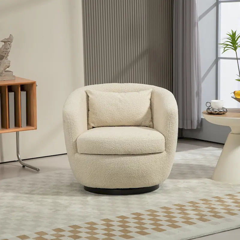 Fauteuil crapaud pivotant rembourré beige