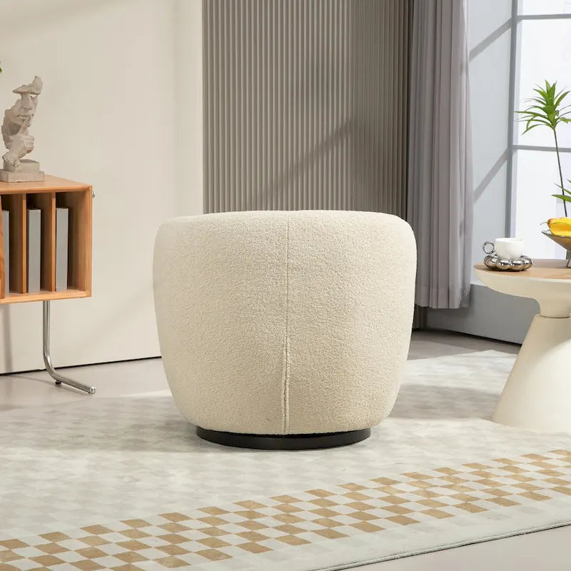 Fauteuil crapaud pivotant rembourré beige