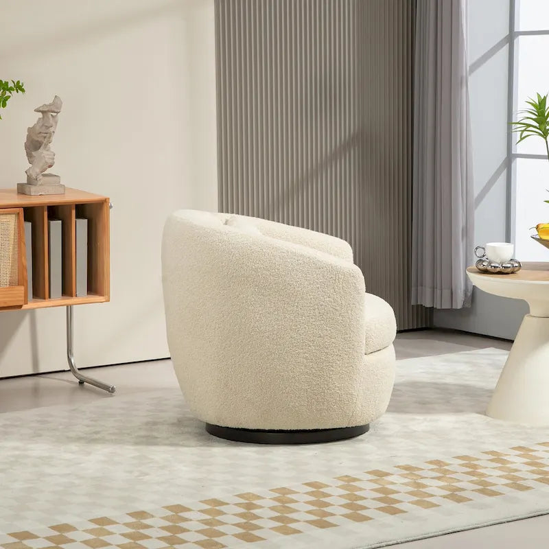 Fauteuil crapaud pivotant rembourré beige