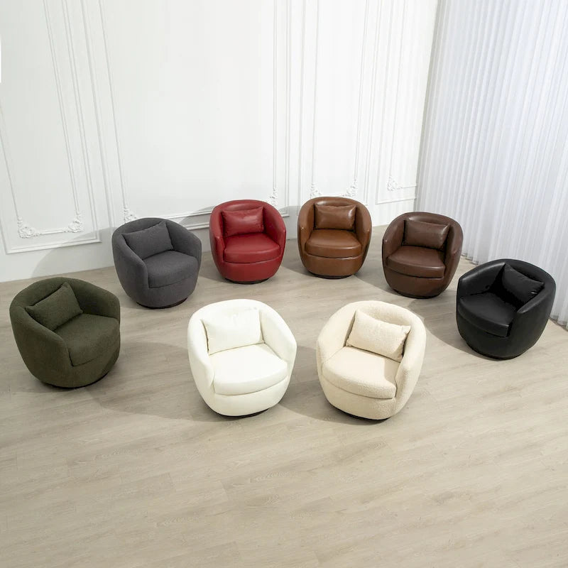 Fauteuil crapaud pivotant rembourré beige