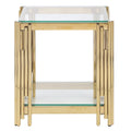 Table basse en verre trempé et acier inoxydable doré