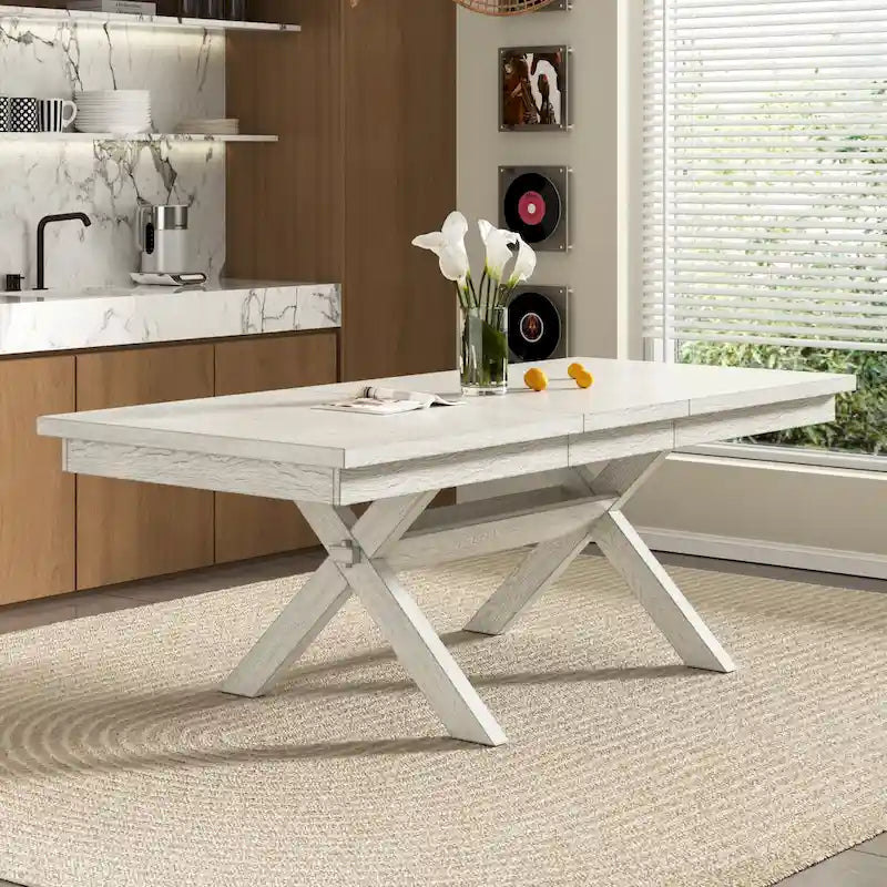 Table à manger extensible rectangulaire moderne en bois massif