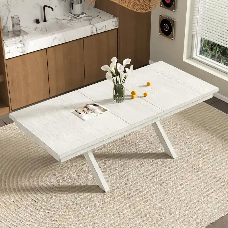 Table à manger extensible rectangulaire moderne en bois massif