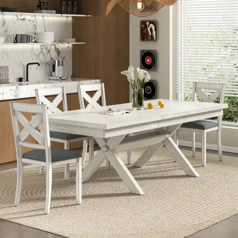Table à manger extensible rectangulaire moderne en bois massif