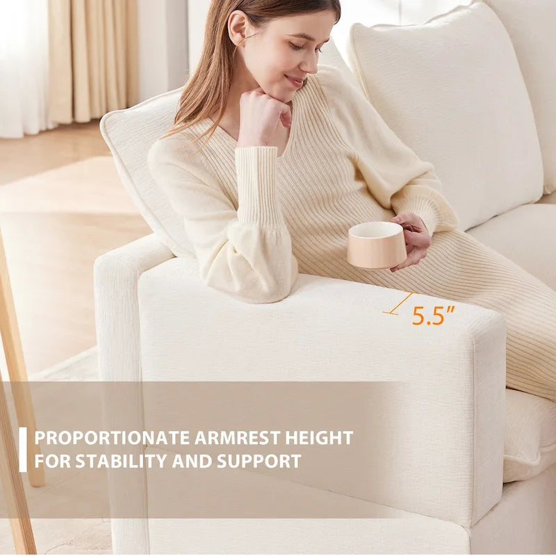 Canapé modulable en U, 6 places, en chenille, avec assise profonde
