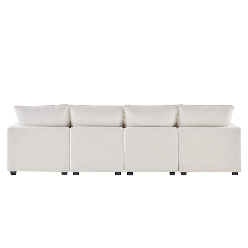 Canapé modulable en U, 6 places, en chenille, avec assise profonde