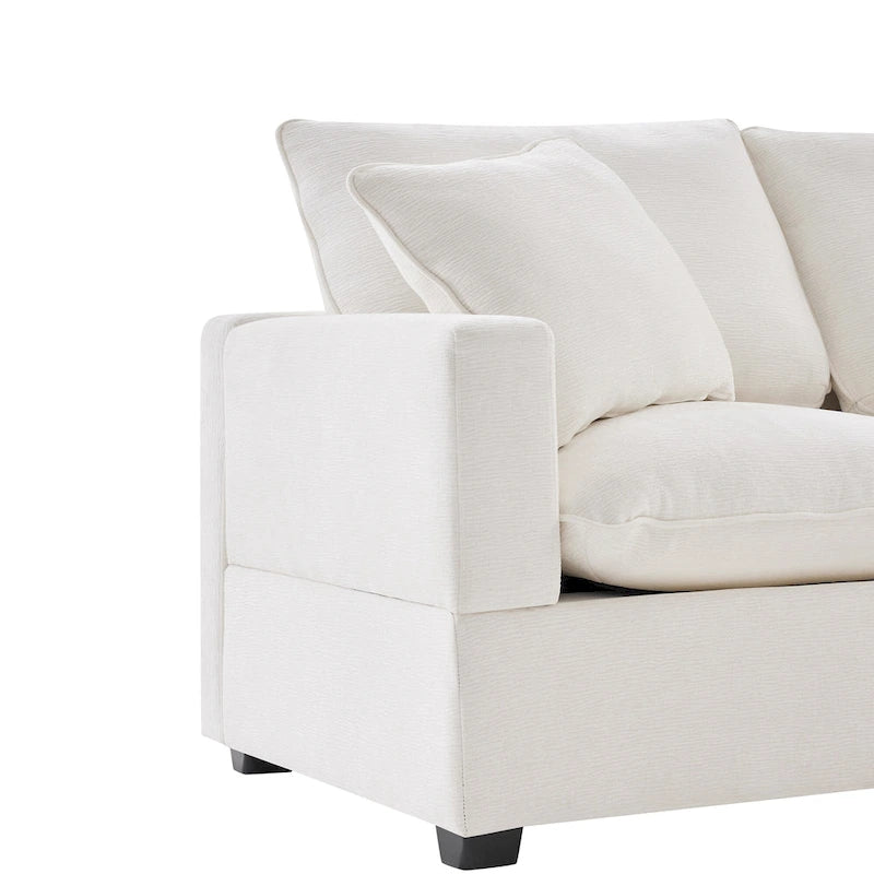 Canapé modulable en U, 6 places, en chenille, avec assise profonde