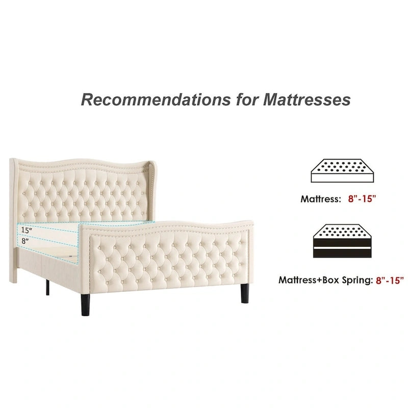 Lit Plateforme en Velours Style Moderne