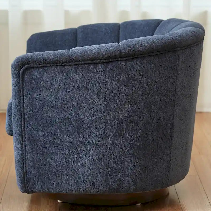 Fauteuil pivotant en tissu avec rotation à 360°, piètement en bois