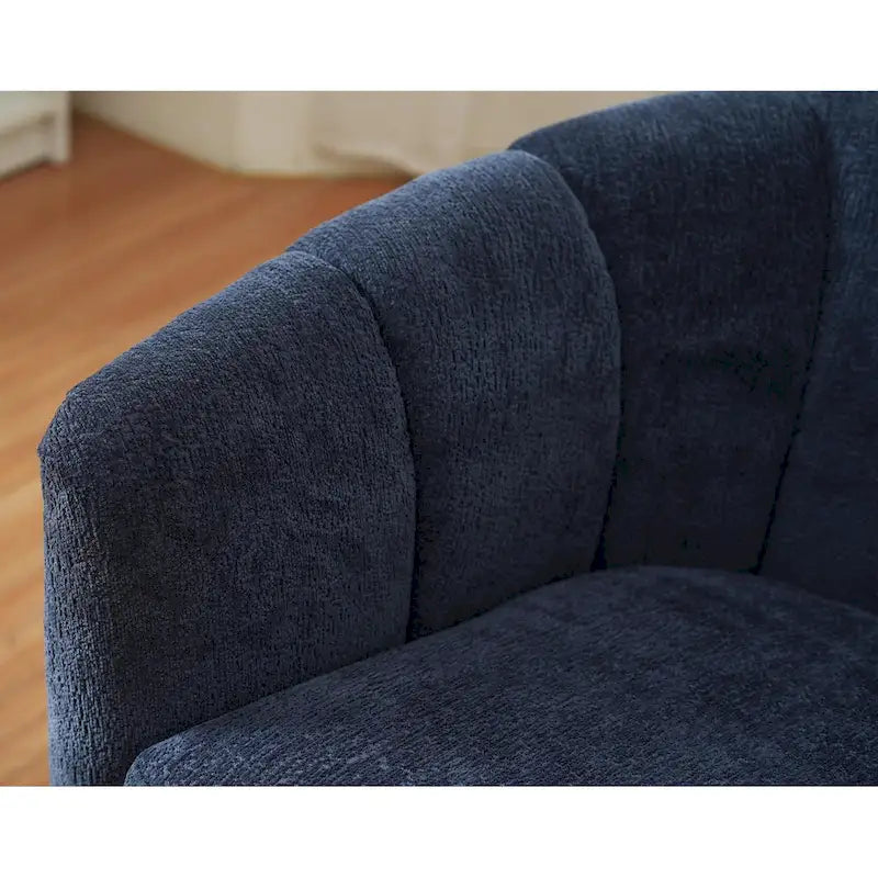 Fauteuil pivotant en tissu avec rotation à 360°, piètement en bois