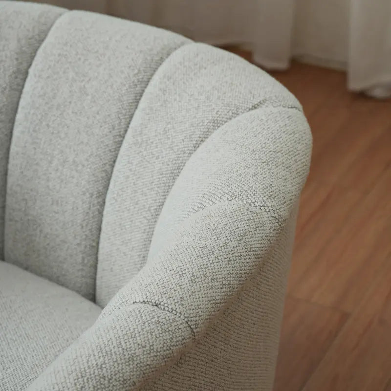 Fauteuil pivotant en tissu avec rotation à 360°, piètement en bois