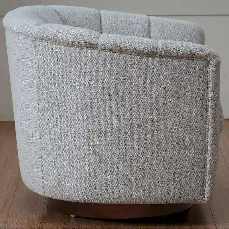 Fauteuil pivotant en tissu avec rotation à 360°, piètement en bois