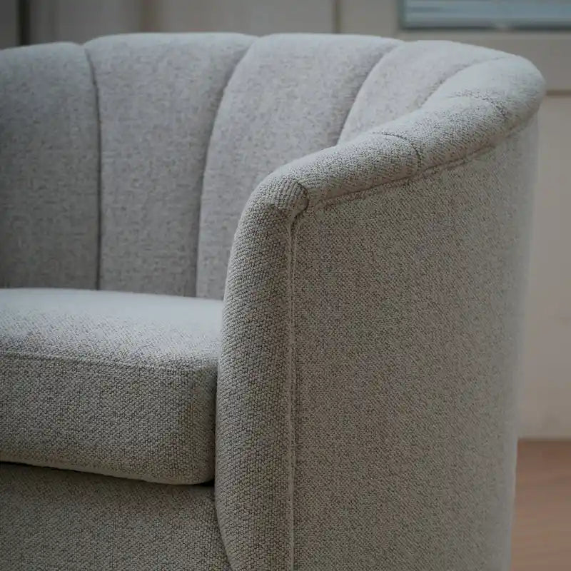 Fauteuil pivotant en tissu avec rotation à 360°, piètement en bois