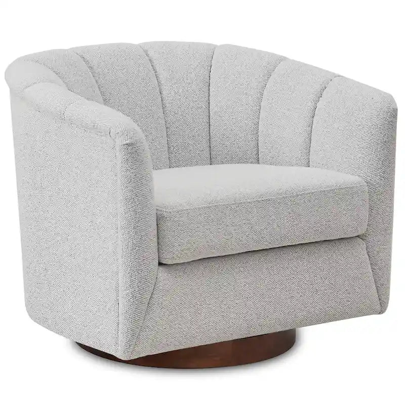 Fauteuil pivotant en tissu avec rotation à 360°, piètement en bois