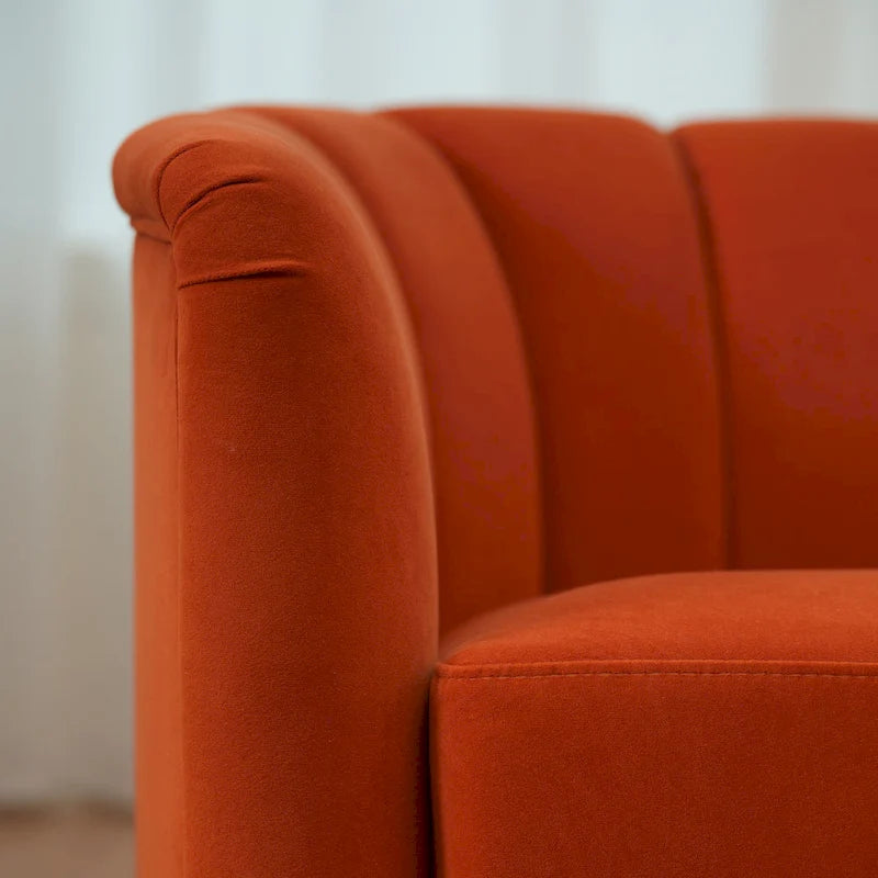 Fauteuil pivotant en tissu avec rotation à 360°, piètement en bois