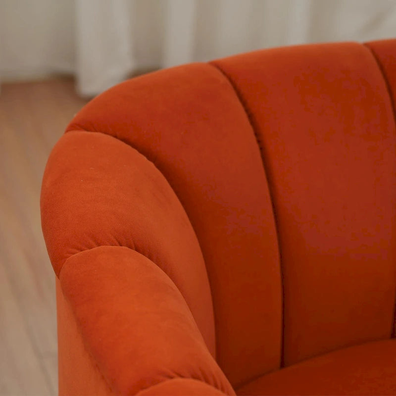 Fauteuil pivotant en tissu avec rotation à 360°, piètement en bois