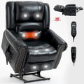 Fauteuil inclinable releveur électrique en cuir véritable marron