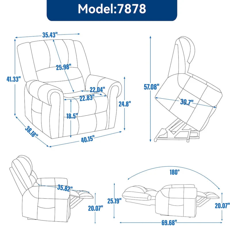 Fauteuil inclinable releveur électrique en cuir véritable marron