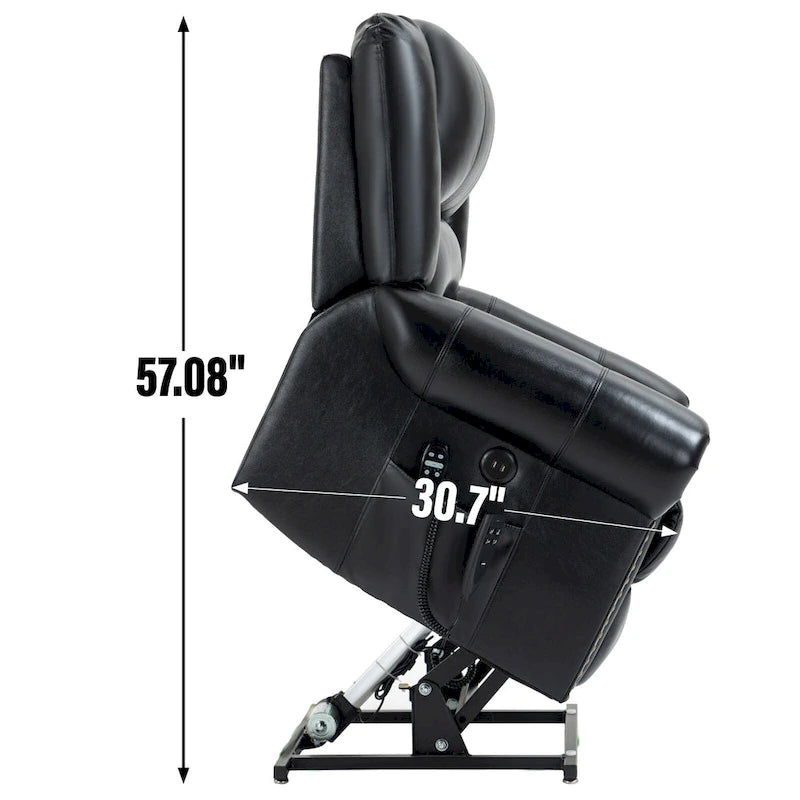 Fauteuil inclinable releveur électrique en cuir véritable marron