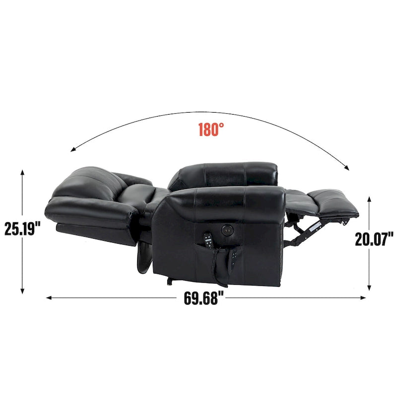 Fauteuil inclinable releveur électrique en cuir véritable marron