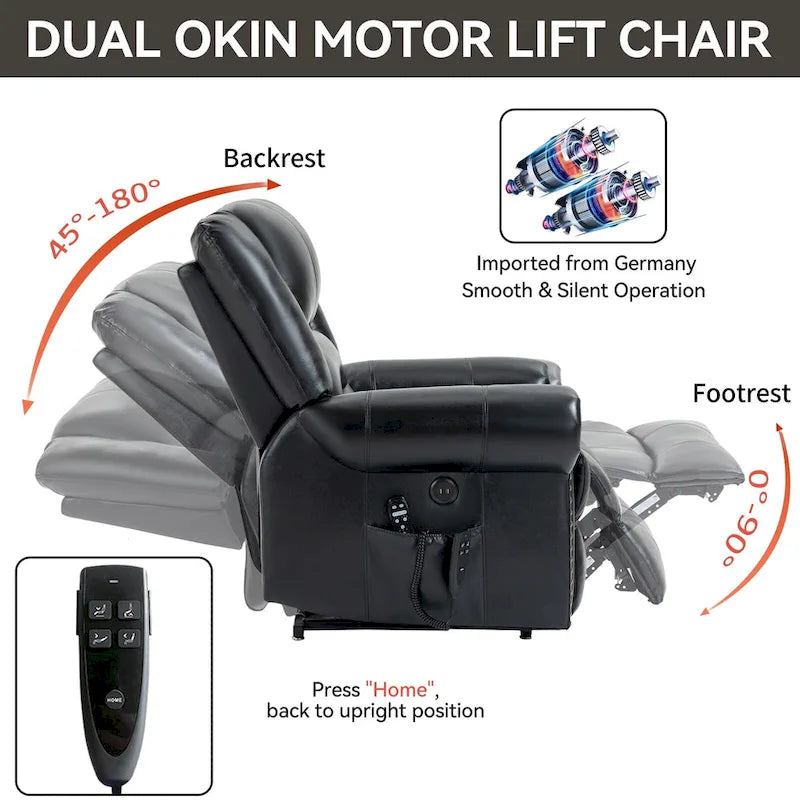 Fauteuil inclinable releveur électrique en cuir véritable marron