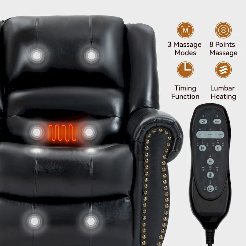 Fauteuil inclinable releveur électrique en cuir véritable marron