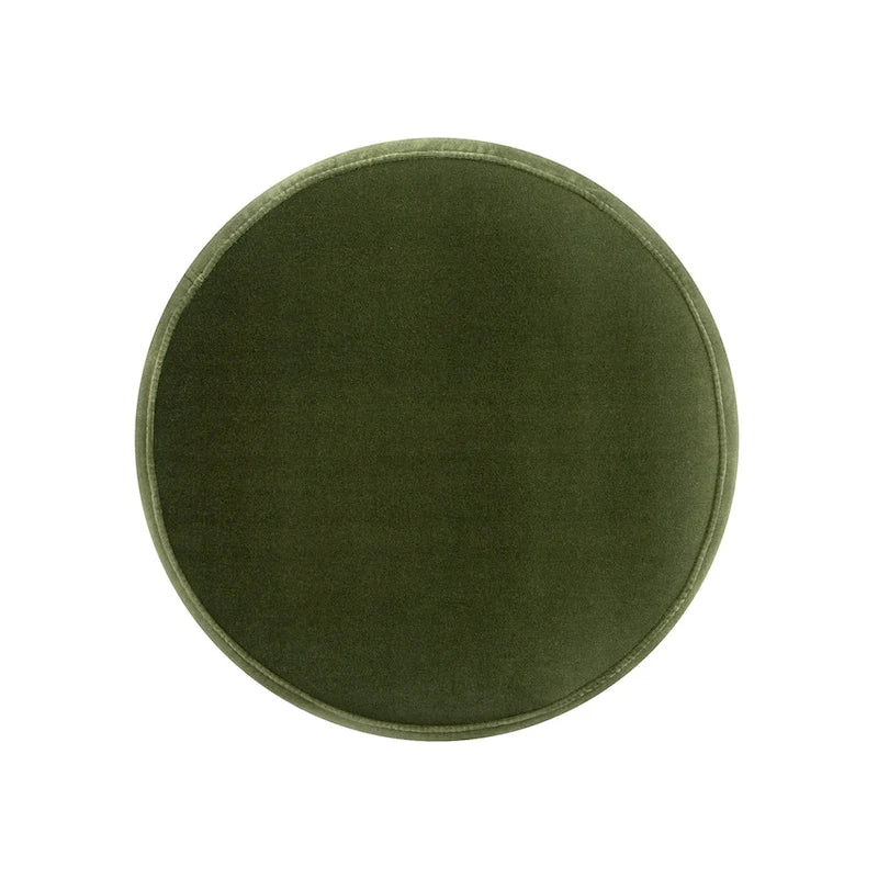 Pouf rond tapissé avec franges en fil doré
