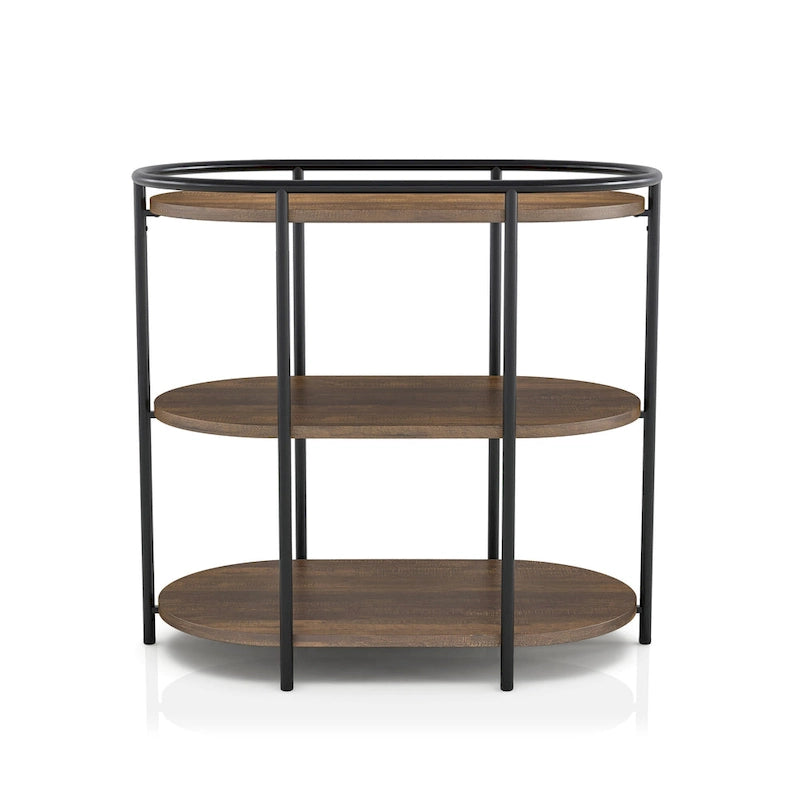 Table d'appoint industrielle en acier brun à 3 niveaux