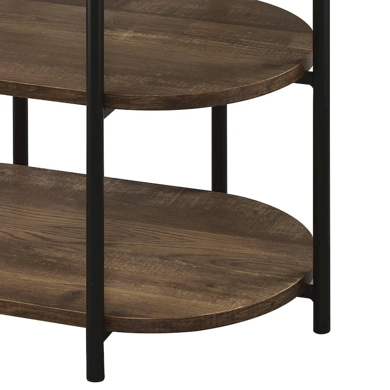 Table d'appoint industrielle en acier brun à 3 niveaux