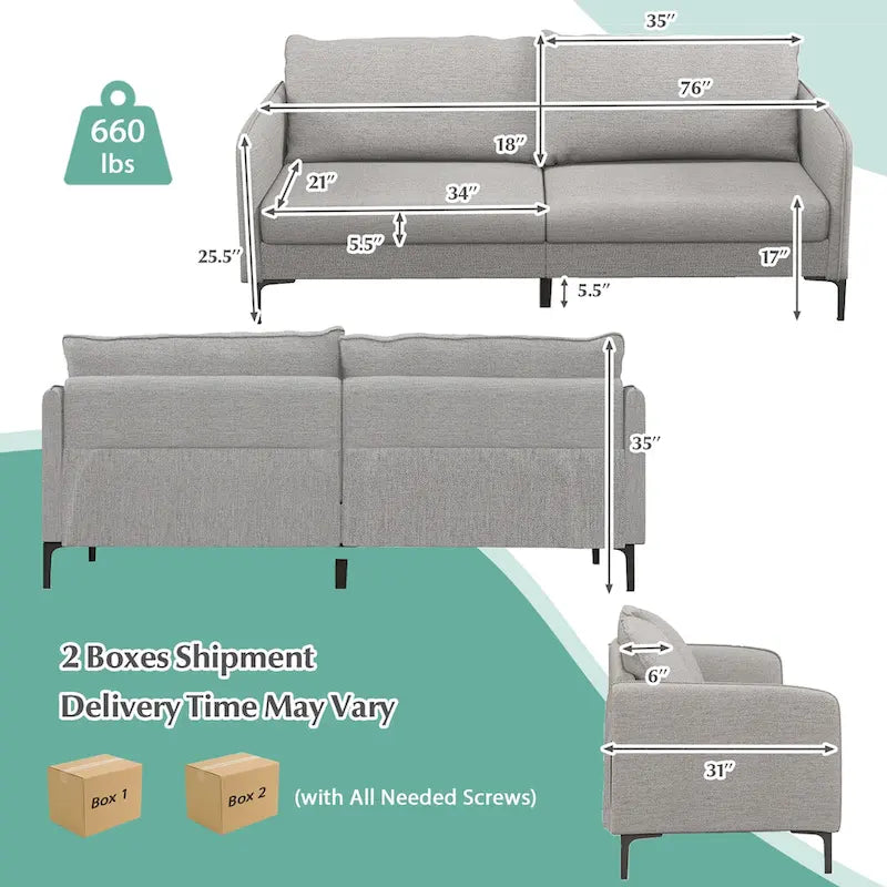 Canapé moderne avec pieds en métal gris