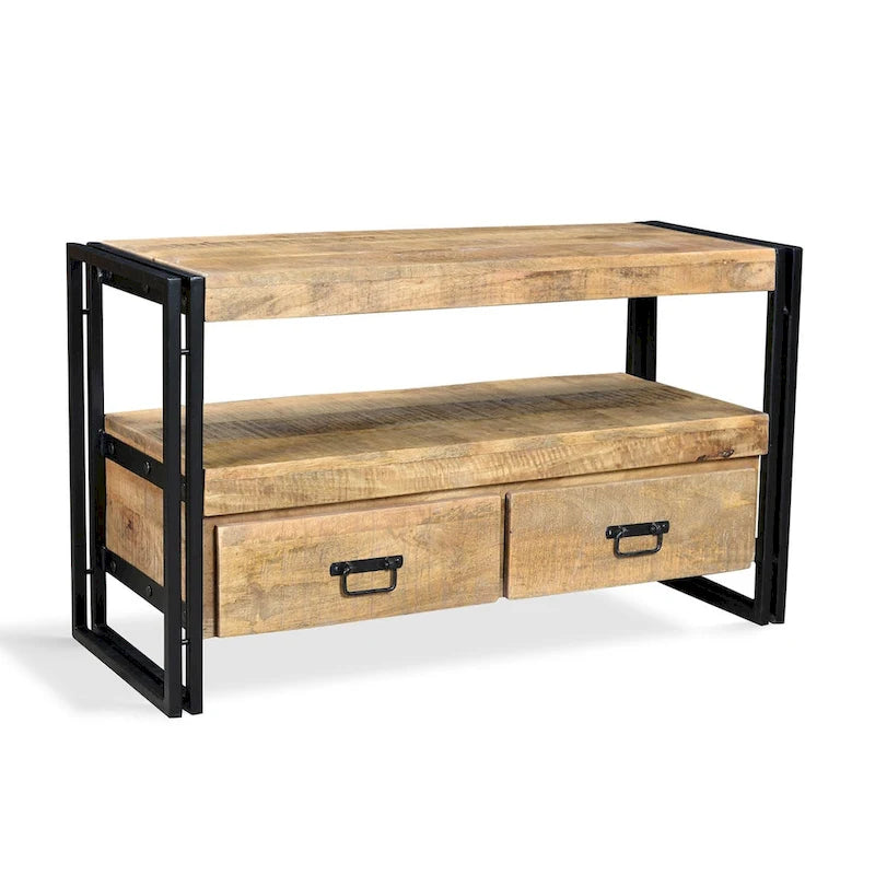 Meuble TV en bois recyclé avec double tiroir