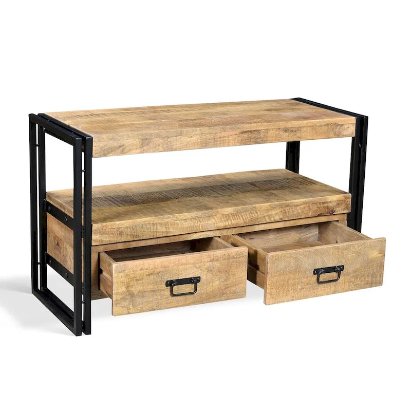Meuble TV en bois recyclé avec double tiroir
