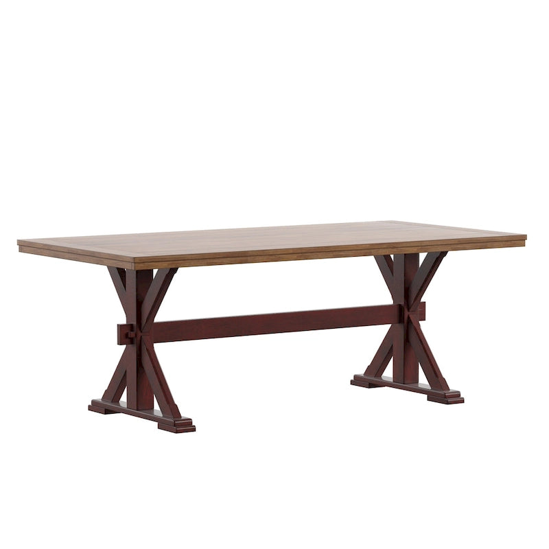 Table de salle à manger en chêne avec piètement en X