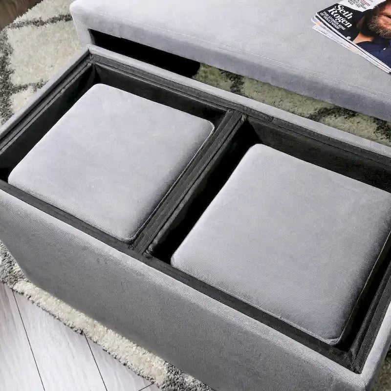 Banc et pouf gigognes 4 pièces en cuir