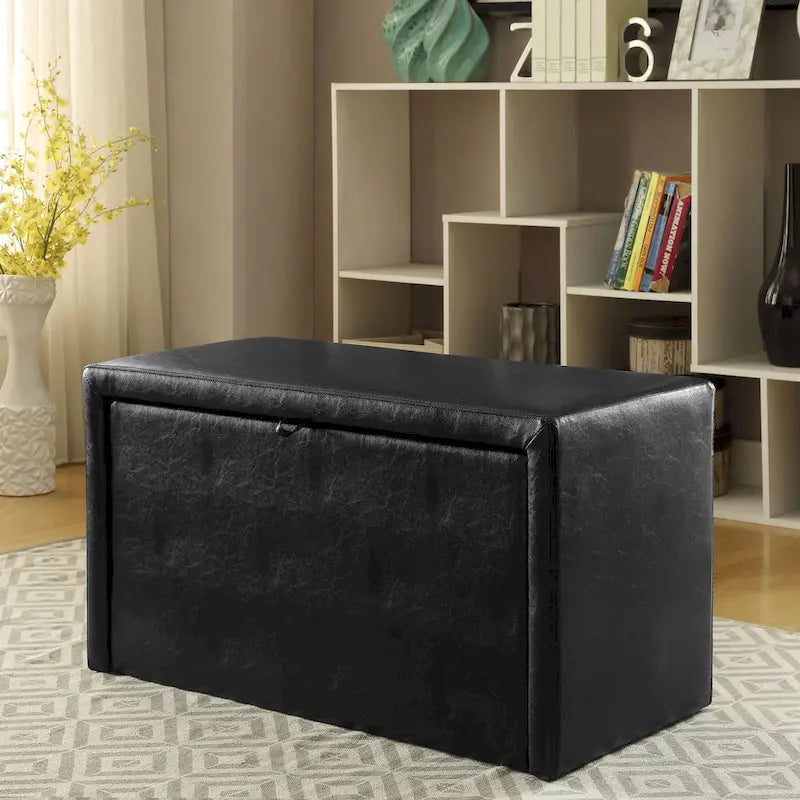 Banc et pouf gigognes 4 pièces en cuir