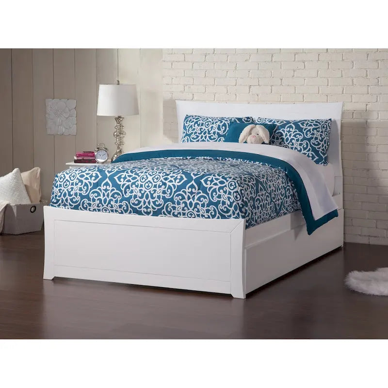 Lit plateforme avec pied de lit et lit gigogne assortis