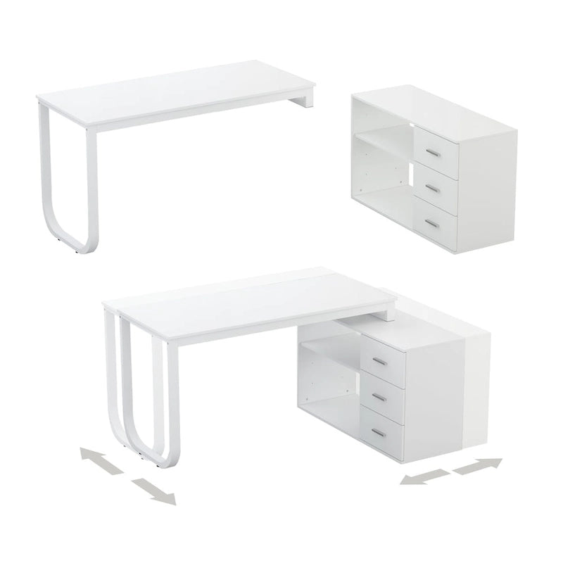 Bureau informatique en L de 55" - Station de travail avec rangement