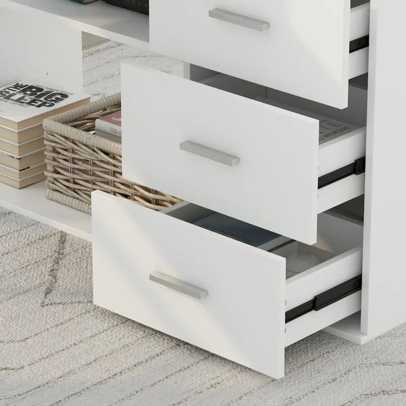 Bureau informatique en L de 55" - Station de travail avec rangement