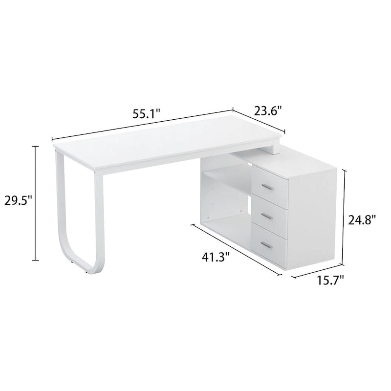 Bureau informatique en L de 55" - Station de travail avec rangement