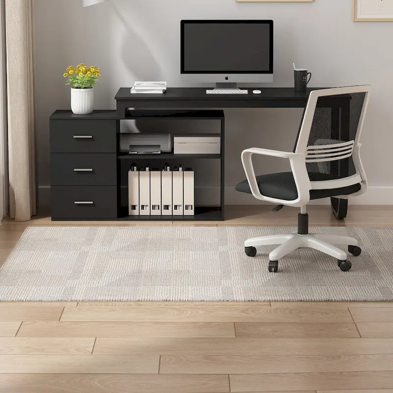 Bureau informatique en L de 55" - Station de travail avec rangement