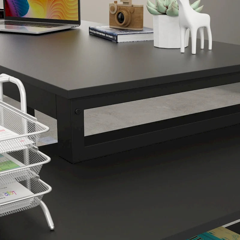 Bureau informatique en L de 55" - Station de travail avec rangement