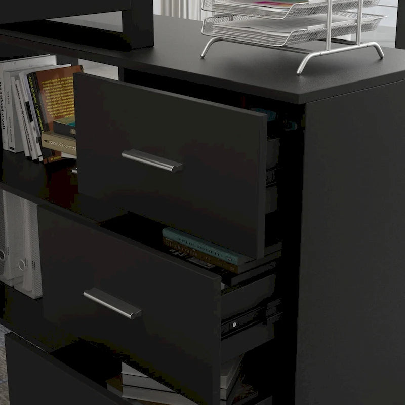 Bureau informatique en L de 55" - Station de travail avec rangement